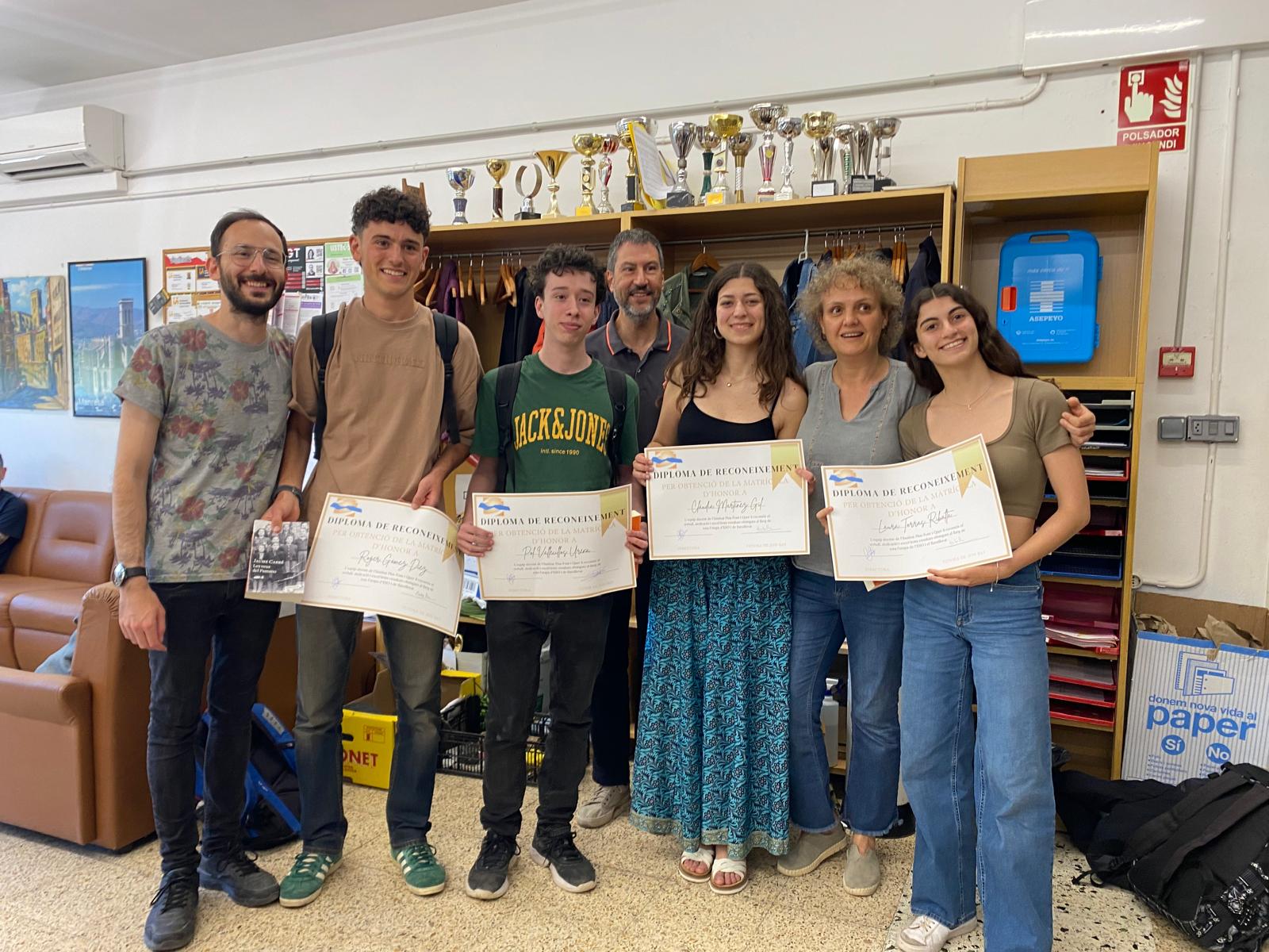 Reconeixement a l’alumnat de 2n de Batxillerat amb Matrícula d’Honor