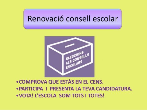Inici Procés Electoral. Eleccions Renovació Consells Escolars