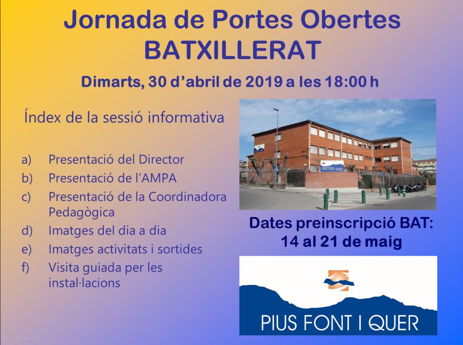Jornada portes obertes Batxillerat